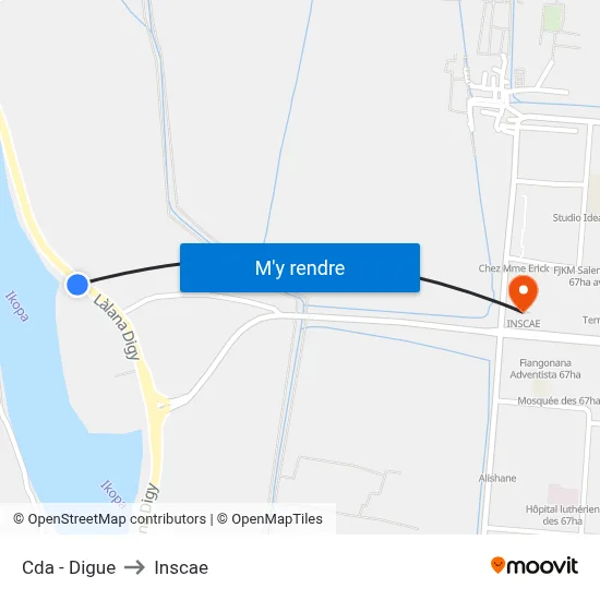 Cda - Digue to Inscae map