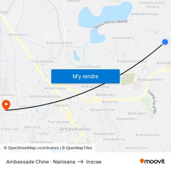 Ambassade Chine - Nanisana to Inscae map