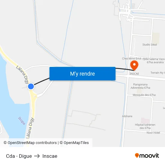 Cda - Digue to Inscae map