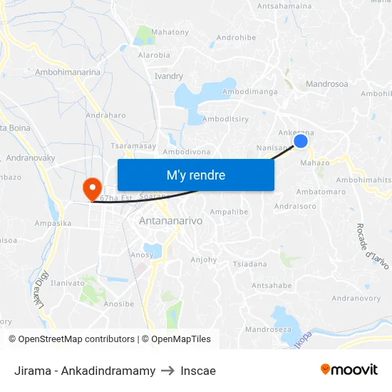 Jirama - Ankadindramamy to Inscae map