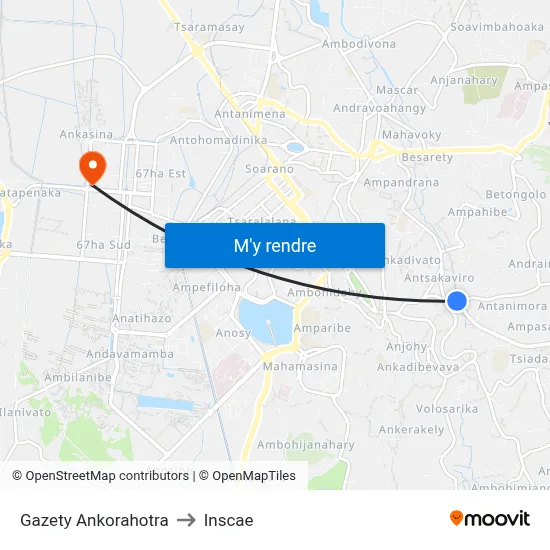 Gazety Ankorahotra to Inscae map
