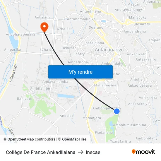 Collège De France Ankadilalana to Inscae map