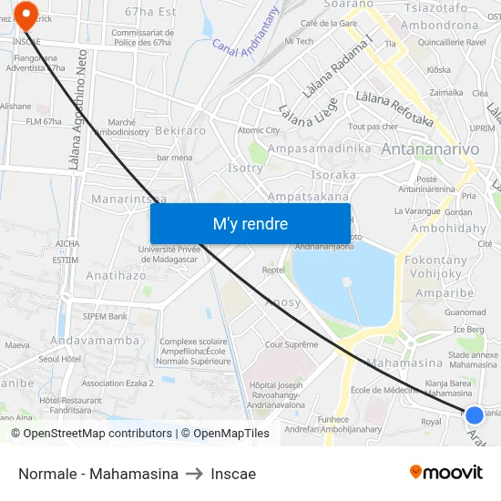 Normale - Mahamasina to Inscae map