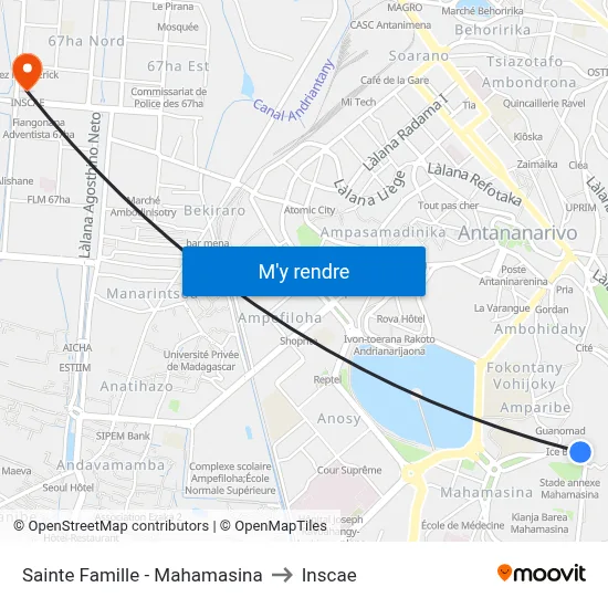 Sainte Famille - Mahamasina to Inscae map
