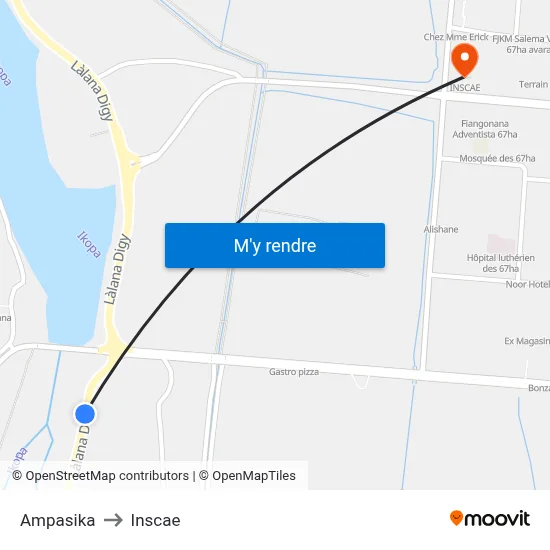Ampasika to Inscae map