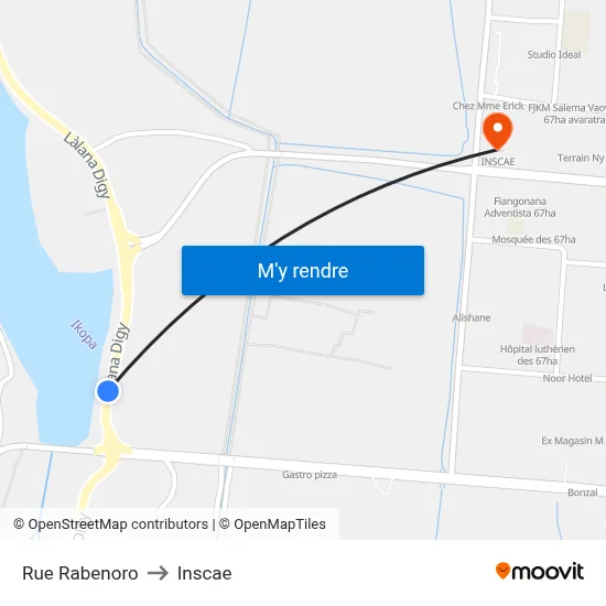 Rue Rabenoro to Inscae map