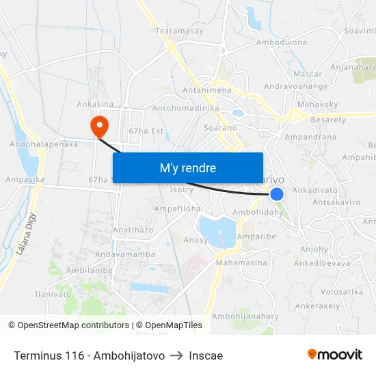 Terminus 116 - Ambohijatovo to Inscae map