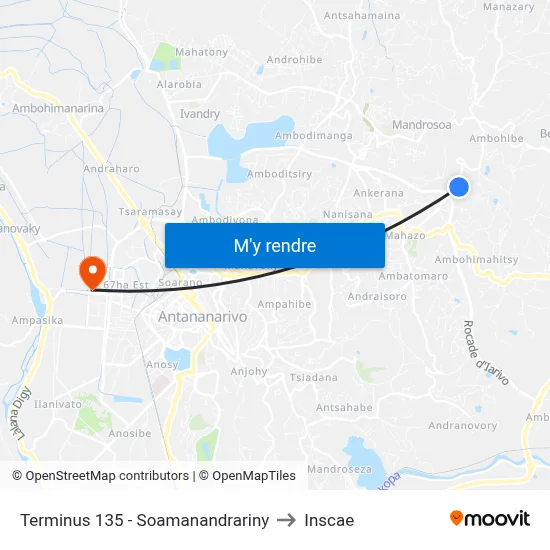 Terminus 135 - Soamanandrariny to Inscae map