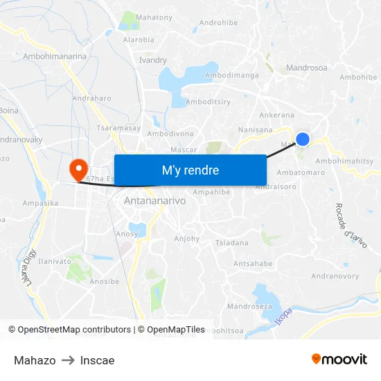 Mahazo to Inscae map