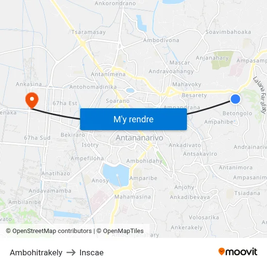 Ambohitrakely to Inscae map