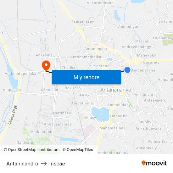 Antaninandro to Inscae map
