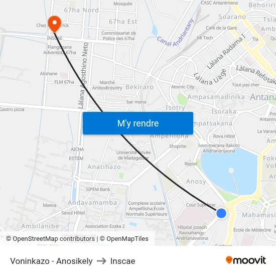 Voninkazo - Anosikely to Inscae map