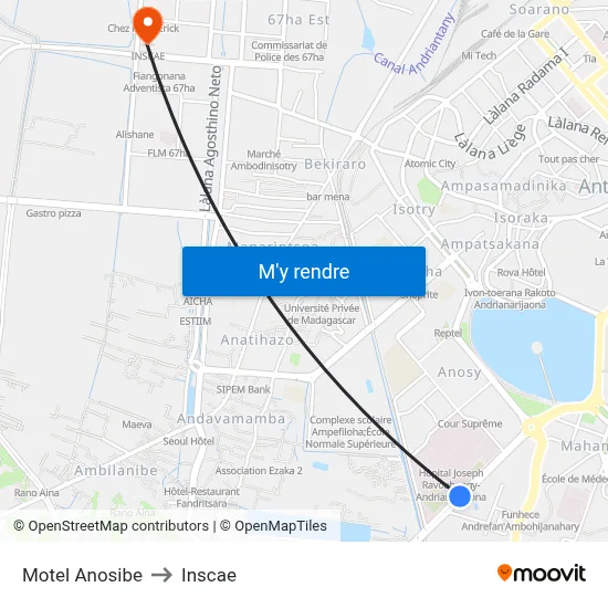 Motel Anosibe to Inscae map