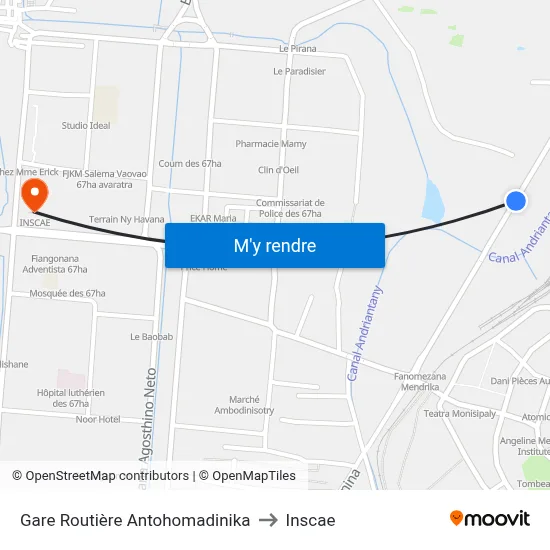 Gare Routière Antohomadinika to Inscae map