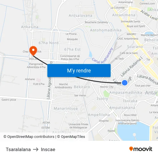 Tsaralalana to Inscae map