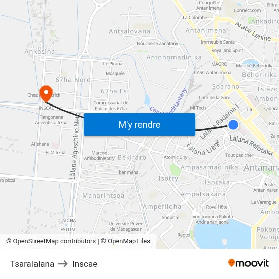 Tsaralalana to Inscae map