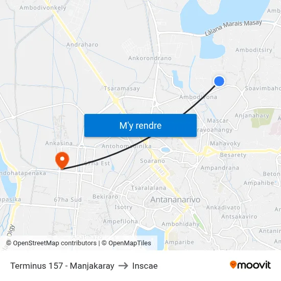 Terminus 157 - Manjakaray to Inscae map