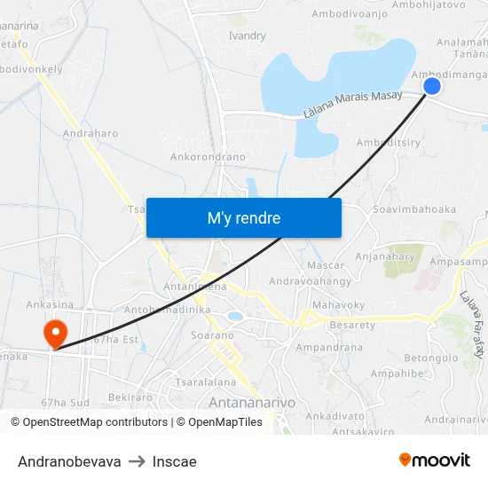 Andranobevava to Inscae map