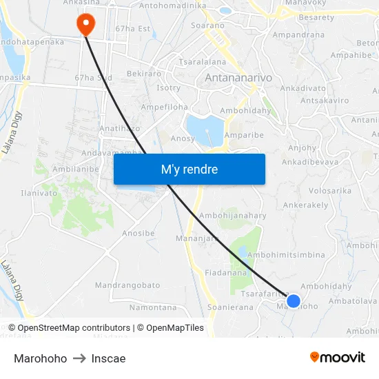 Marohoho to Inscae map
