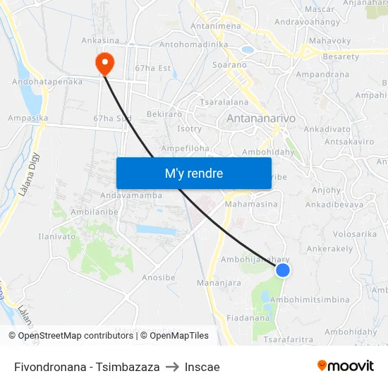Fivondronana - Tsimbazaza to Inscae map