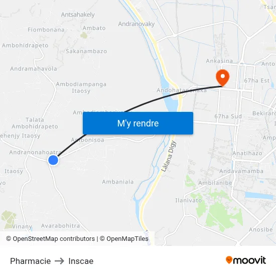 Pharmacie to Inscae map