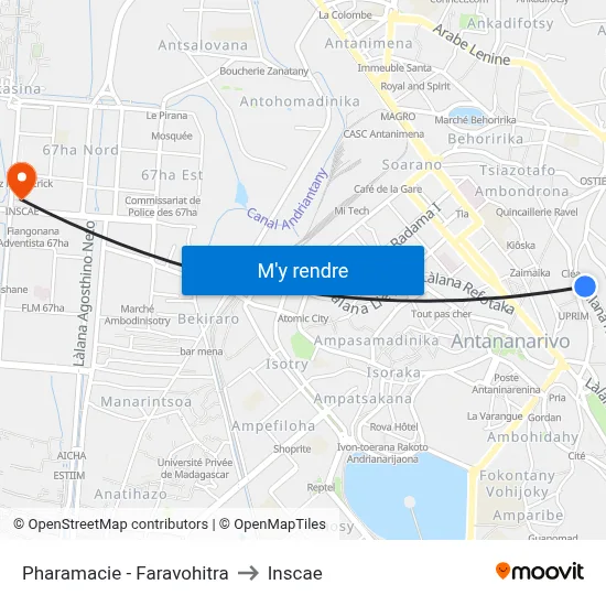 Pharamacie - Faravohitra to Inscae map