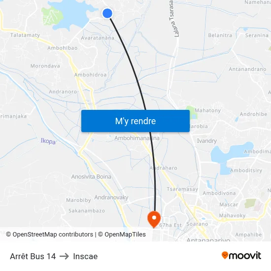 Arrêt Bus 14 to Inscae map