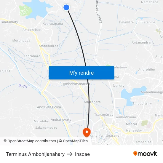 Terminus Ambohijanahary to Inscae map