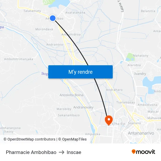 Pharmacie Ambohibao to Inscae map