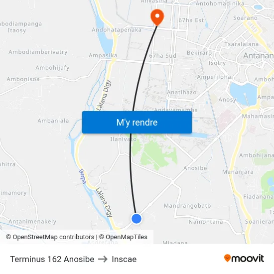Terminus 162 Anosibe to Inscae map