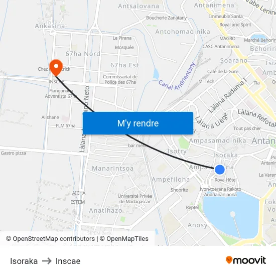 Isoraka to Inscae map