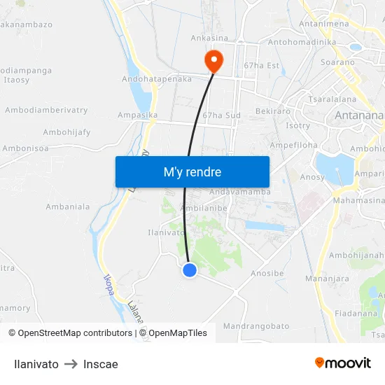 Ilanivato to Inscae map