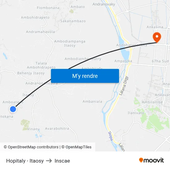Hopitaly - Itaosy to Inscae map