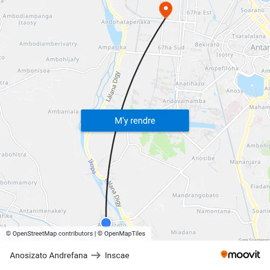 Anosizato Andrefana to Inscae map