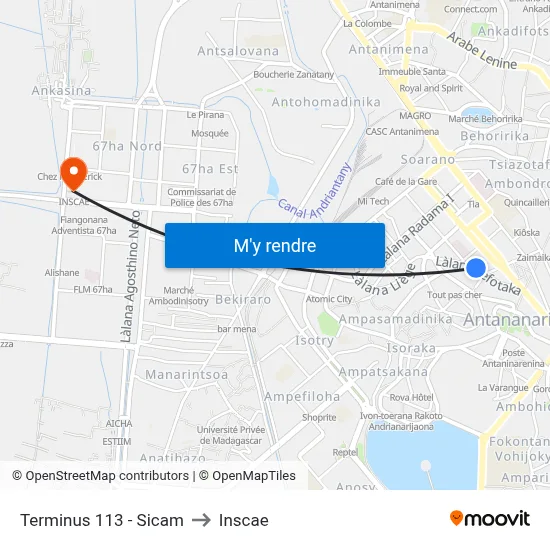 Terminus 113 - Sicam to Inscae map