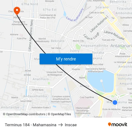 Terminus 184 - Mahamasina to Inscae map