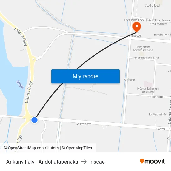 Ankany Faly - Andohatapenaka to Inscae map