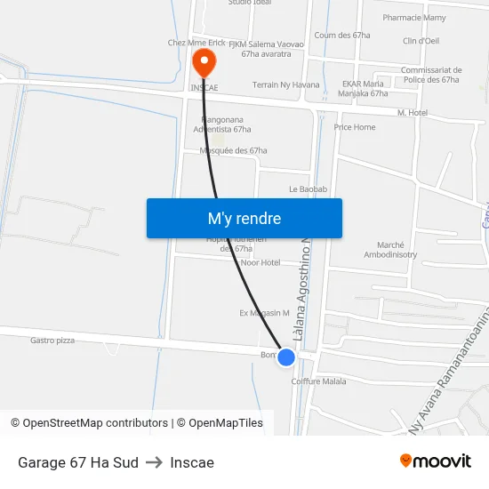 Garage 67 Ha Sud to Inscae map
