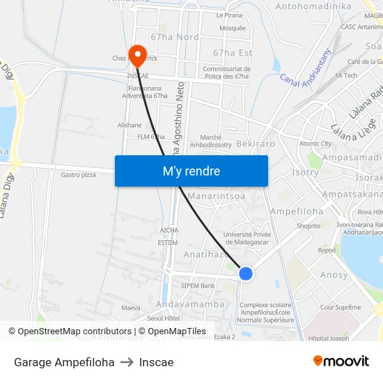 Garage Ampefiloha to Inscae map