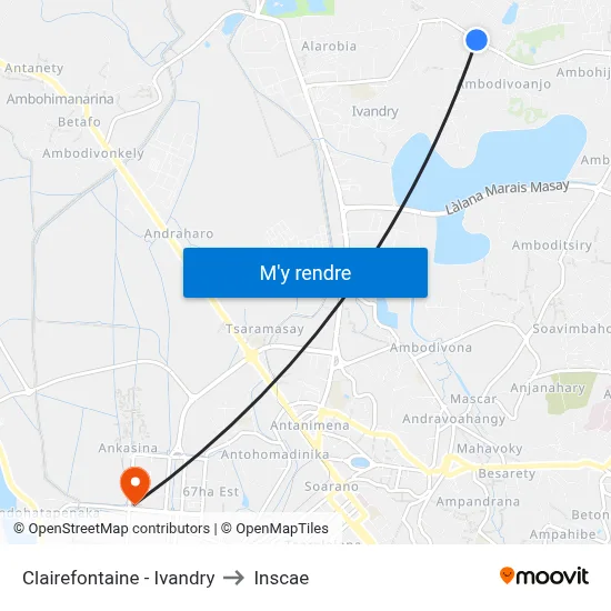 Clairefontaine - Ivandry to Inscae map