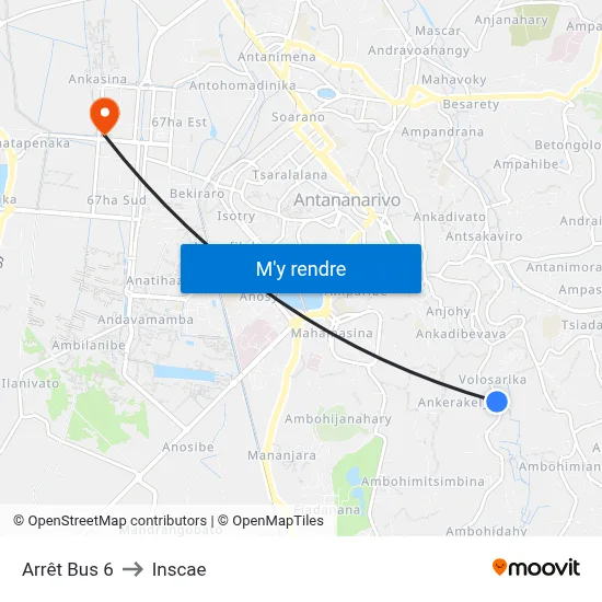 Arrêt Bus 6 to Inscae map