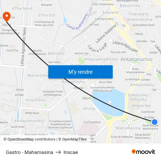 Gastro - Mahamasina to Inscae map