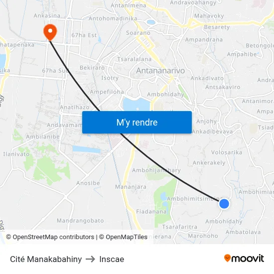 Cité Manakabahiny to Inscae map