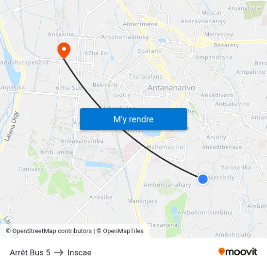 Arrêt Bus 5 to Inscae map