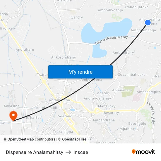Dispensaire Analamahitsy to Inscae map