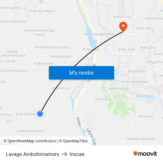 Lavage Ambohimamory to Inscae map