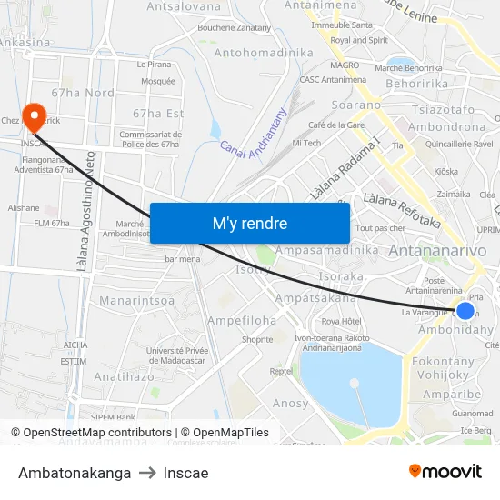 Ambatonakanga to Inscae map