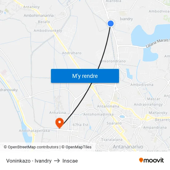Voninkazo - Ivandry to Inscae map