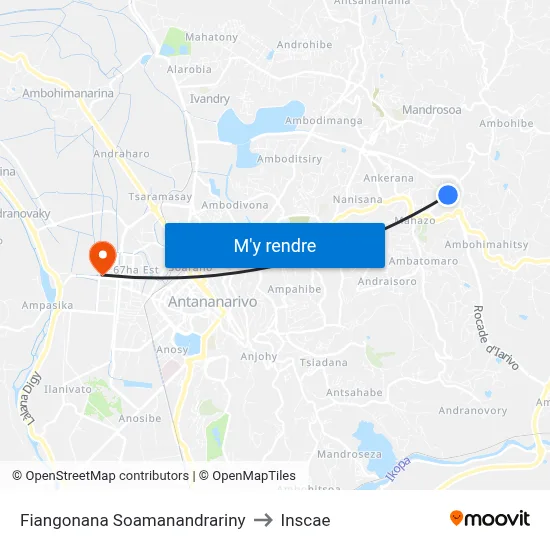 Fiangonana Soamanandrariny to Inscae map