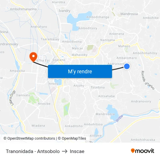 Tranonidada - Antsobolo to Inscae map